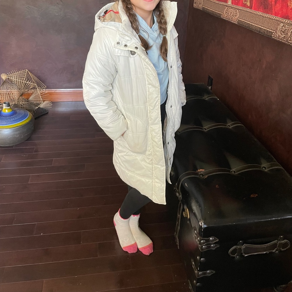 BURBERRY White Winter jacket size 8 girls